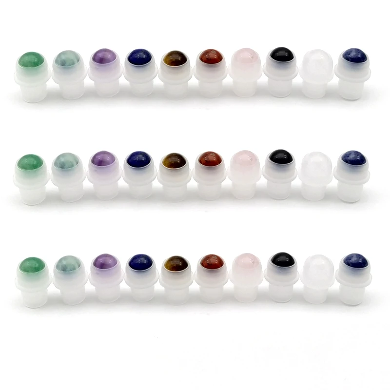 20pcs Natural Gemstone Roller Ball Fit 5ml 10ml Thick Glass Perfume Essential Oil Roll On Bottles