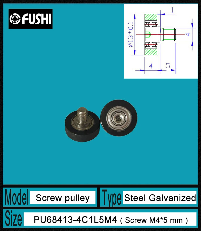 

PU 684 Screw Pulley Bearing 4*13*4 mm ( 1 PC) Drawer Roller Mute Wheel PU684 + M4*5 Engineered Plastic Bearings