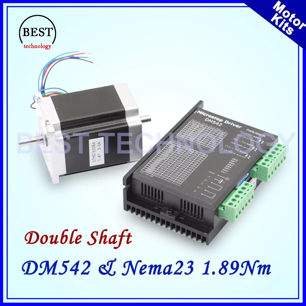 G-PENNY Nema23 57x76mm stepper motor kit 3A 1.89Nm dual shaft 6.35mm DM542 Microstep 256 1.0-4.2A DC24-50v