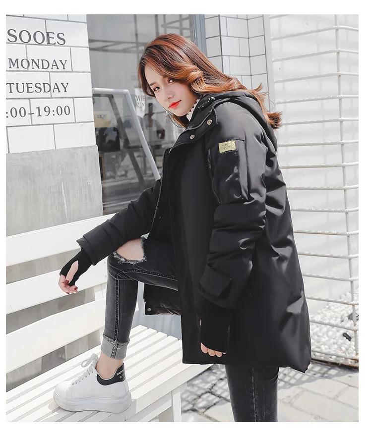 Winter Large Size Cotton Jacket Women 2019 Windproof Design Thick Warm Cotton Coat Female Double Pocket Basic Black Parka Women