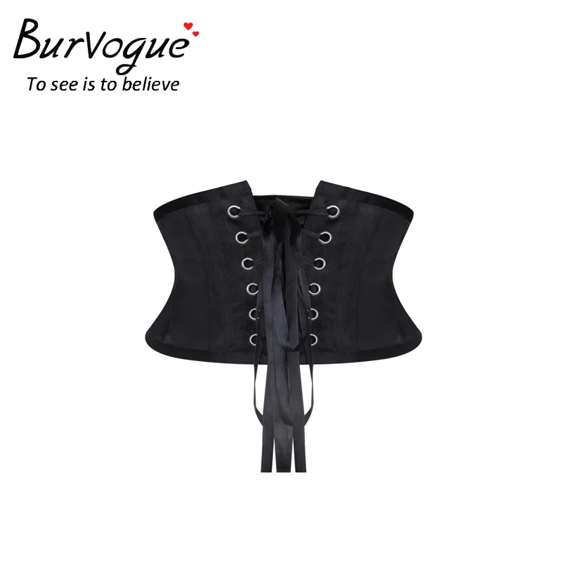 Burvogue Taillen trainer Korsetts abnehmen Shaper Gürtel kurzen Torso Satin Unterbrust Korsett sexy Schnür Bustiers & Korsetts Frauen