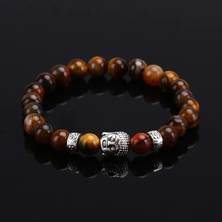 Black Lava Stone Tiger Eye Buddha Beads Bracelets Bangles Charm Natural Stone Charm Bracelets For Women/ Men Jewelry