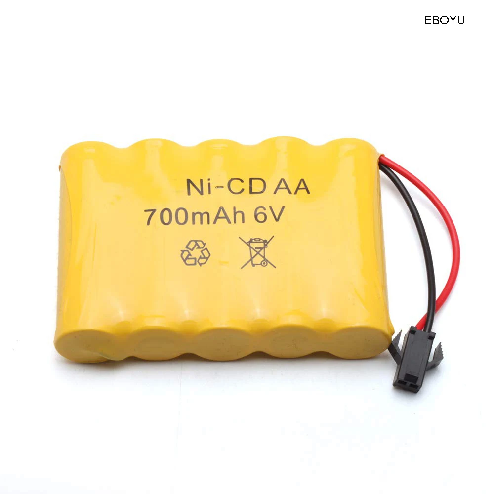 EBOYU 6V 700mAh Ni-Cd Battery with SM 2P Connector for WPL B1 B24 B16 C24 C14 RC Truck 2.4G 4WD RC Crawler RC Car