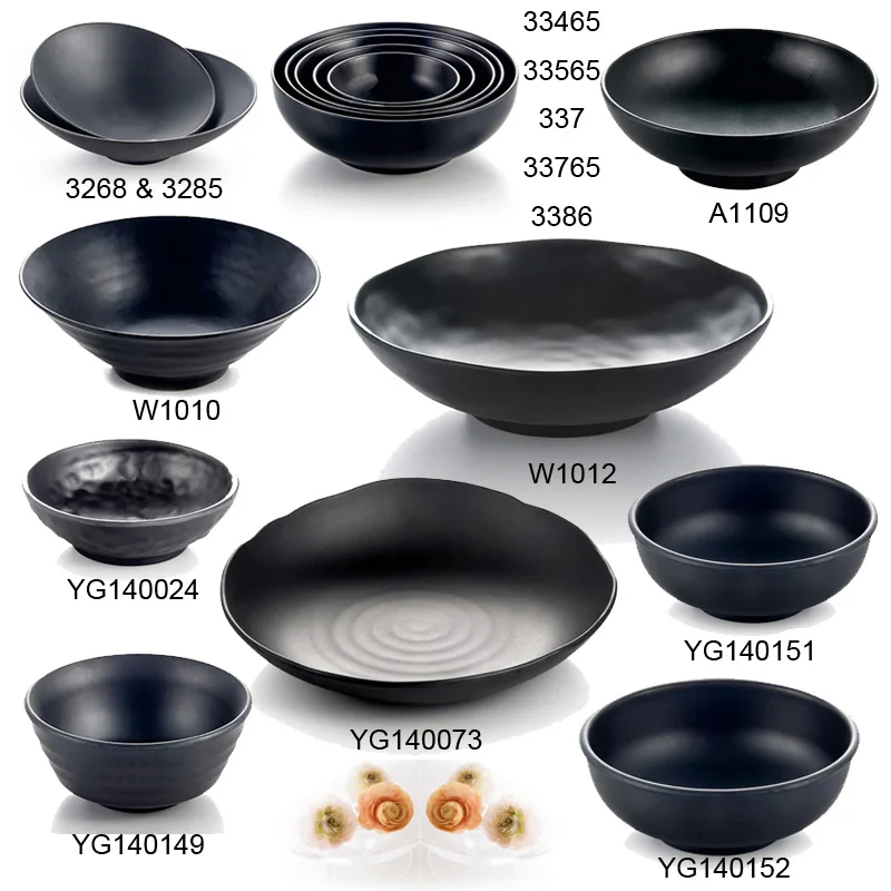 

Black Frost Bowl Imitation Porcelain Dinnerware Noodle Bowl Western Restaurant A5 Melamine Bowls Melamine Tableware Retail