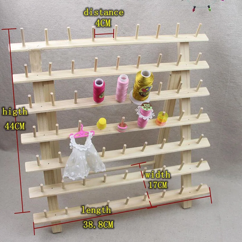 63 Pins Wooden Thread Rack / Thread Stand for Computer Machine Embroidery/sewing Thread 9 Pins* 7 Layers