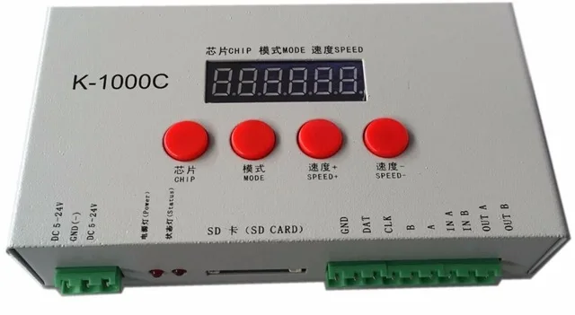 

K-1000C SD-карта пиксельный светодиодный контроллер DIY программируемый диммер T-1000s DC5-24V Макс. 2048 пикселей WS2811 WS2812B UCS1903 APA102 и т. д.