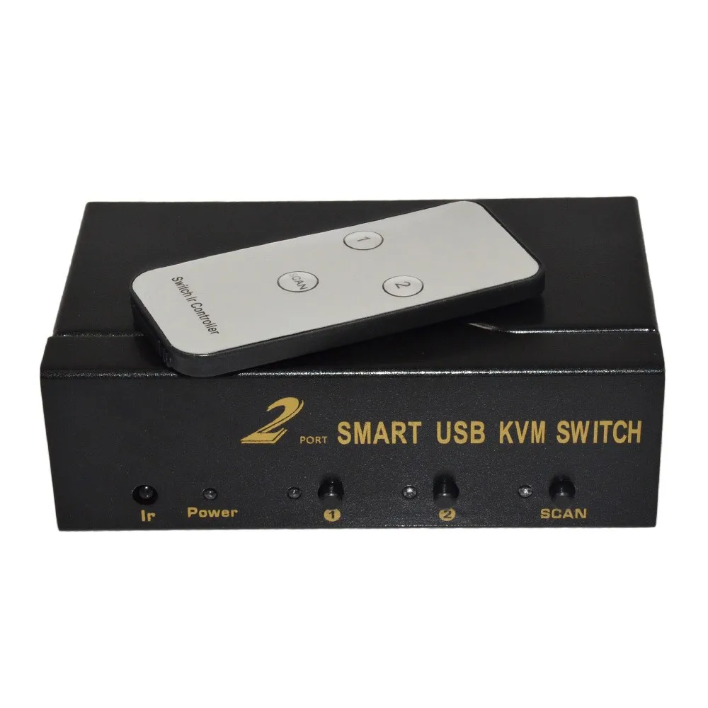 USB Kvm Switch VGA Splitter Schalter Adapter Drucker Verbinden Tastatur Maus 2 Buah Verwenden 1 Monitor dengan Kabel