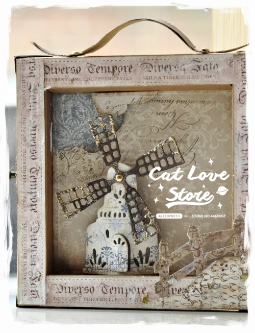 ثلاثية الأبعاد طاحونة منزل المعادن قطع يموت الإستنسل لديي سكرابوكينغ ورقة بطاقة الزخرفية الحرفية يموت النقش يموت تخفيضات جديد 2019