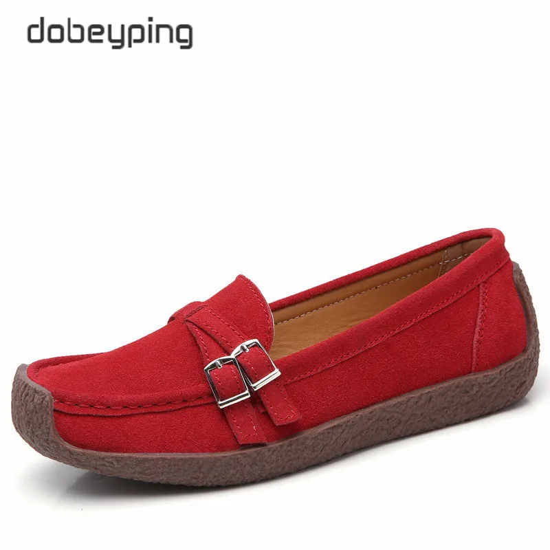 dobeyping New Spring Autumn Woman Shoes Genuine Leather Women Flats Casual Women\'s Loafers Buckle Female Shoe Low Heel Footwear