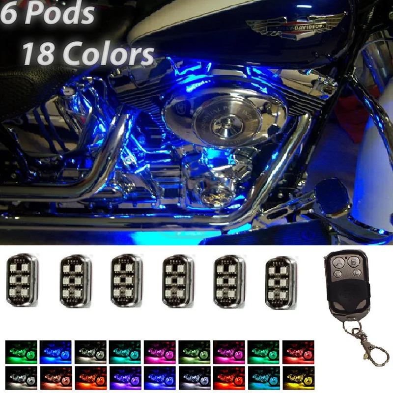 Newest 1set 36LED Motorcycle Pod Light Ground Effect Kit Remote Control For Harley