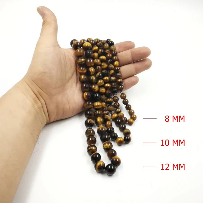 Man's Tabish Big Size 8mm 10mm 12mm 14mm Tiger eyes Natural stone misbaha Tiger eyes prayer beads 33 66 99beads stone Rosary