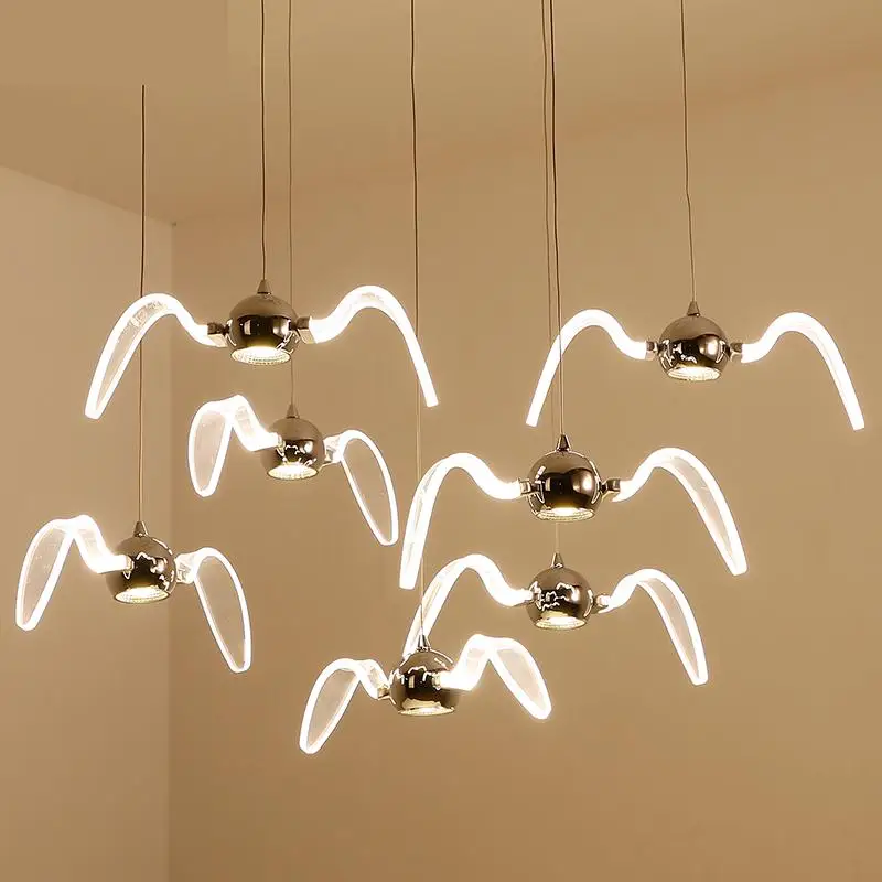 Art salon Led seagull Pendant Light for Dining Room ceiling fixtures study led luminaire modern living room bedroom seagull lamp