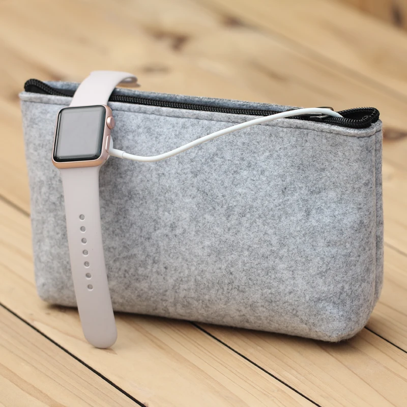 Fashion Zipper Power Bank Storage Bag Mini Felt Pouch For Data Cable Mouse Travel Organizer Electronic Gadget Organizador Bags