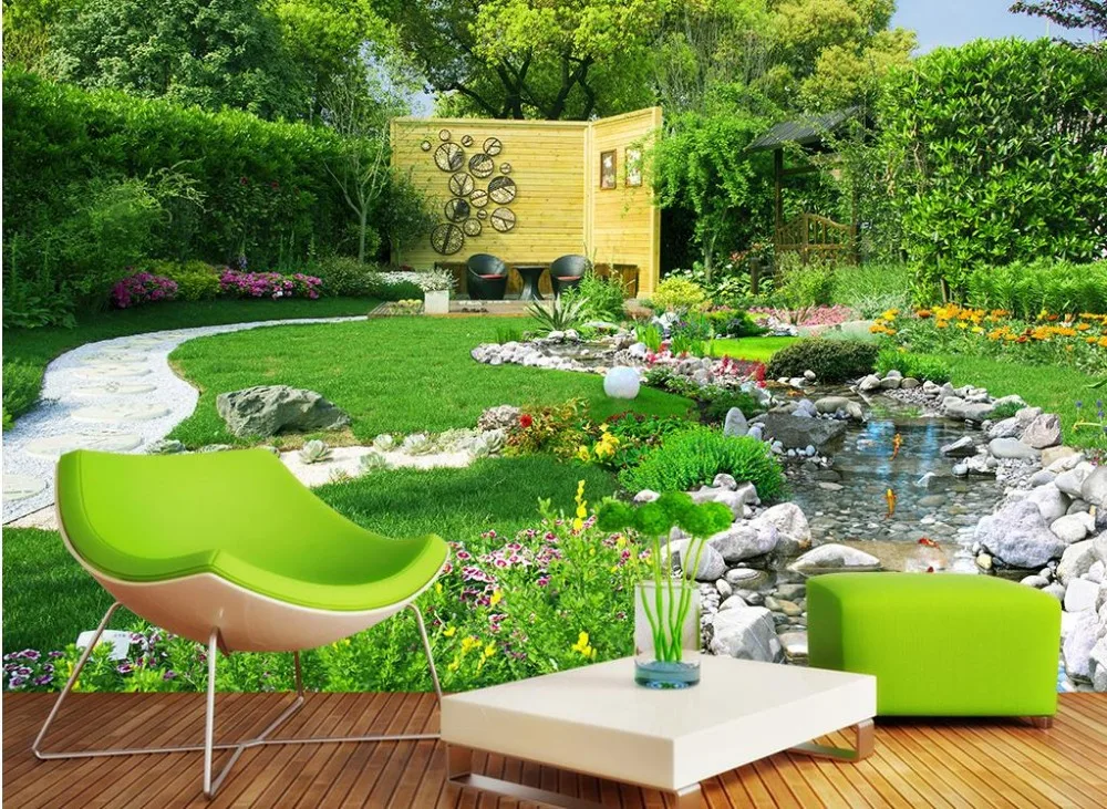 

photo wallpaper for walls Garden River Landscape Background Wall Background Painting 3d stereoscopic wallpaper