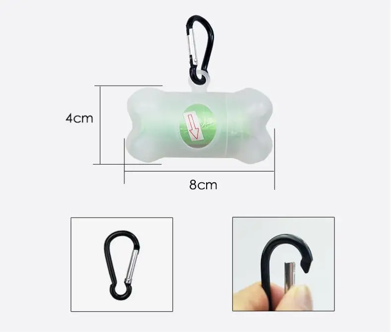 100pcs Transparent Garbage Bags Pet Dog Bone Shape Waste Poo Dispenser Box Clean Up Bags Holder Case SN1778