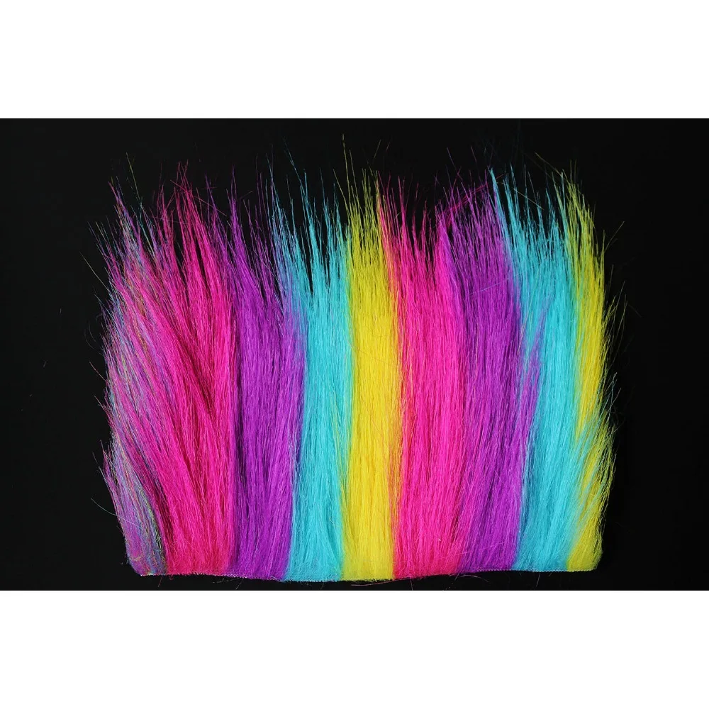 Tigofly 2 pcs/lot 20X10cm Furabou Craft Fur Rainbow Color Soft Synthetic Fiber Streamer Tail Wing Fly Fishing Tying Materials