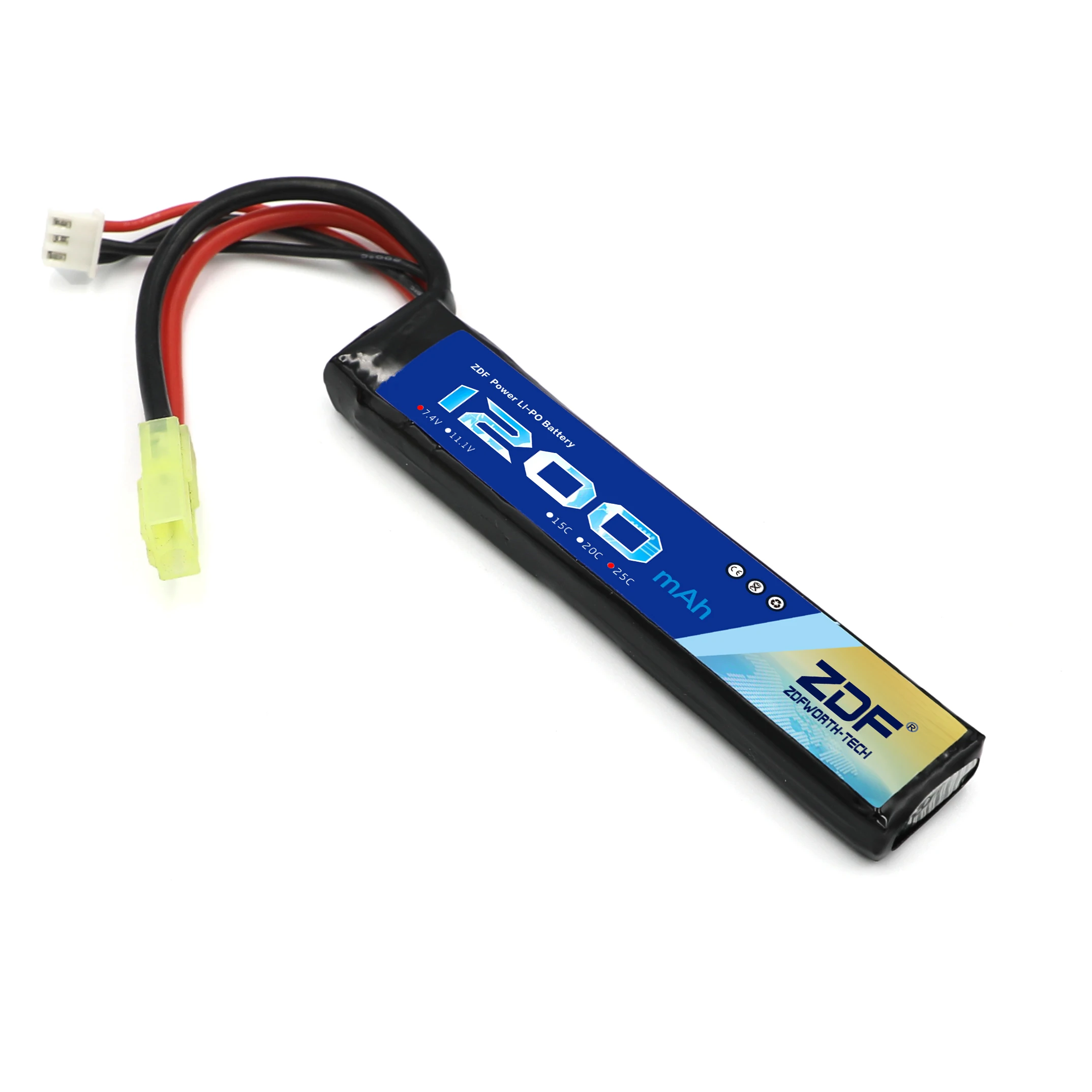 ZDF 7.4V 1200mAh 25C Max 50C 2S Lipo BatBtery z wtyczką Tamiya dla AKKU Mini Airsoft pistolet baterii Model RC