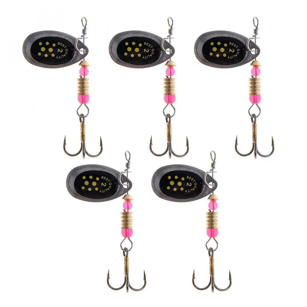 5pcs/lot 6cm 2.5g Metal Sequins Fishing Spinner Bait Hard Lure for Carp Bass Black Fishs Snakehead