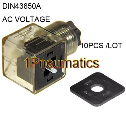 Free Shipping 10PCS/LOT Din 43650-A Line-Socket Plug for Valve Solenoid Coils Connector DIN43650A Led Indicator AC voltage