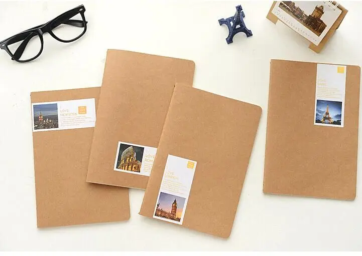 2pcs/lot Korea stationery paper cowhide romantic eiffel tower series a5 stitch note book notebook notepad with kraft cover