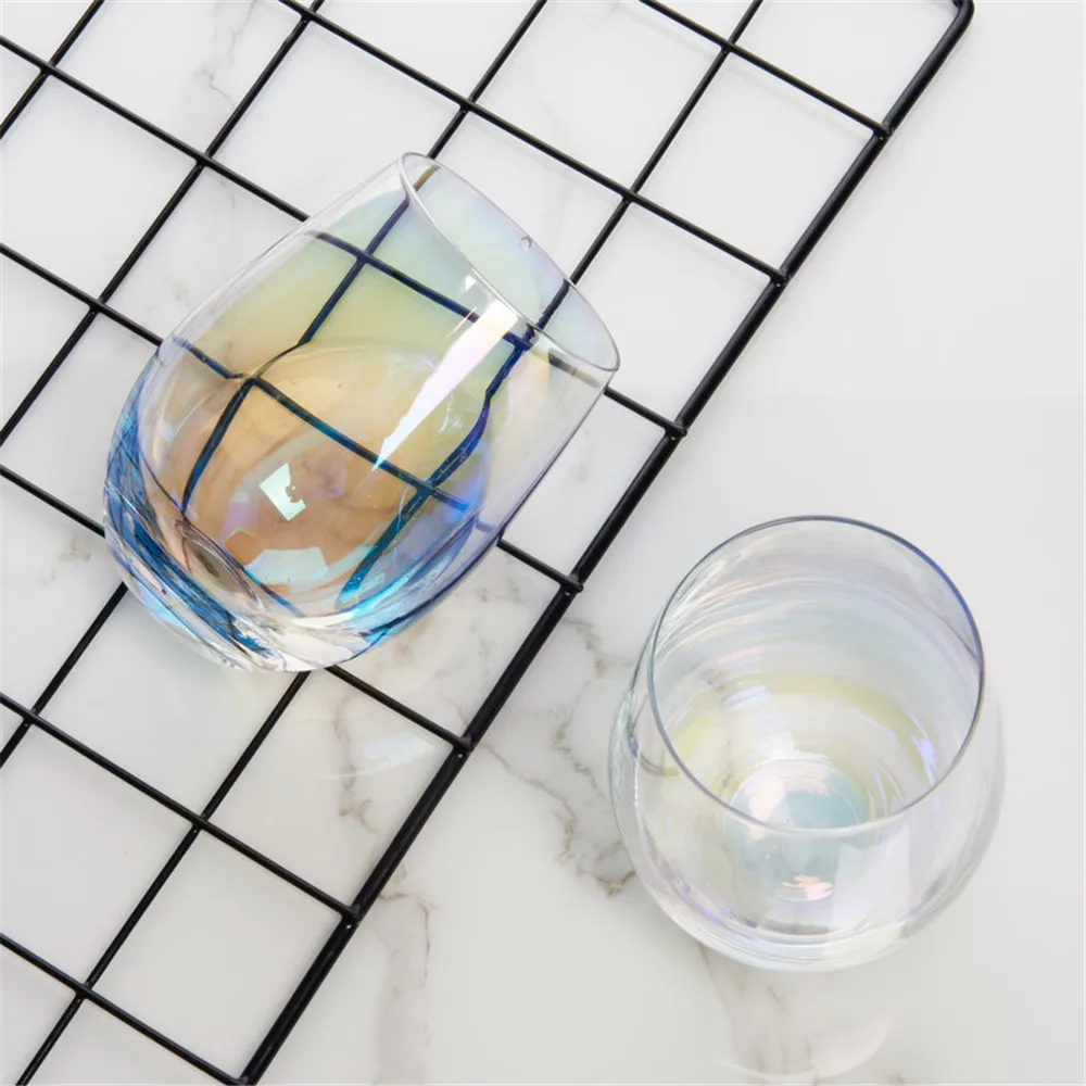 

Luxury Lead-free Rainbow Glass Cup Breakfast Milk Tea Coffee Juice Wine Cup Crystal Transparent Glass Cup Office Household 1pcs