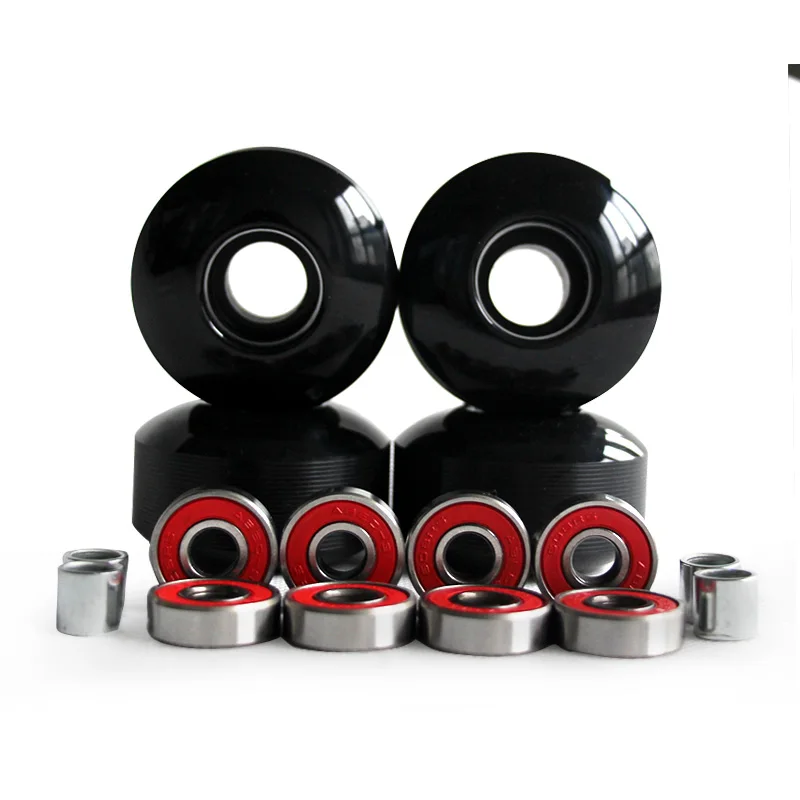 Neue schwarze 4-teilige Pu-Skateboard-Räder 52mm * 30mm 100a hoch dichte freie 8-teilige Lager-Skate-Rad für Skateboard