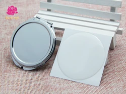 5 Kits 50mm Silver Blank Compact Mirror Round Metal Make Up Pocket Mirror DIY Gift for XMAS+50mm Clear Epoxy Sticker