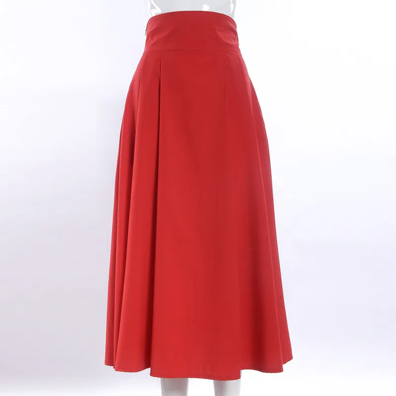 Sexy High Waist Women Skirts OL Working Pleated Solid Polyester Knee-length Hot Skirts for Womens L257 35