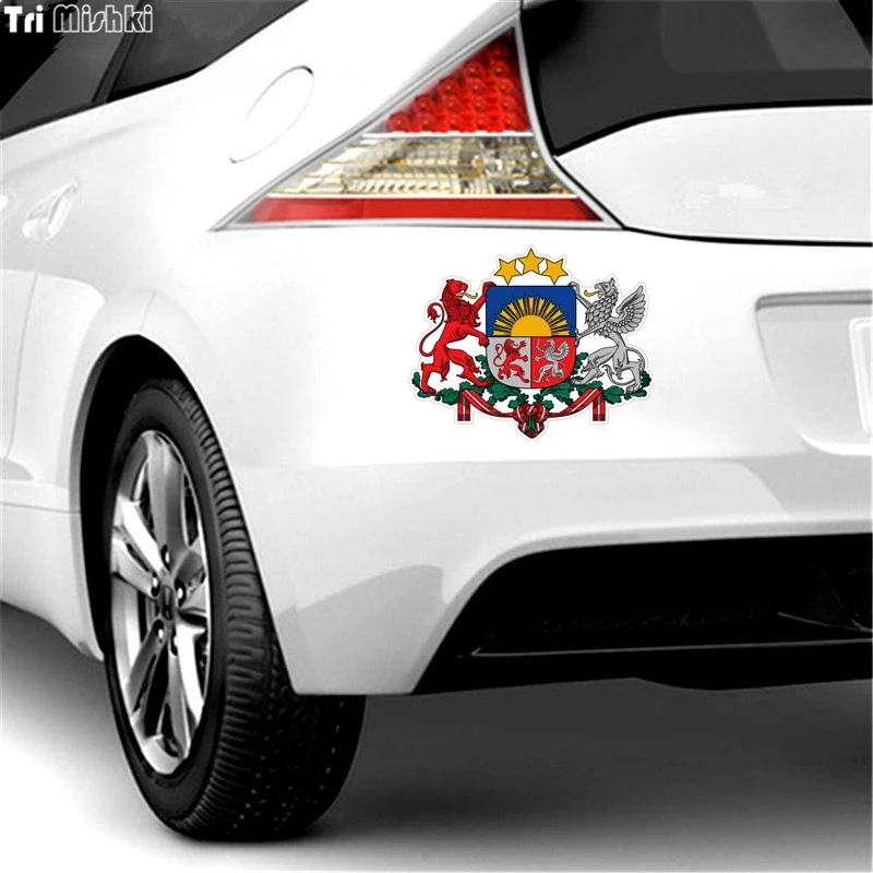 Tri Mishki WCS235# 17.5x14cm Coat of arms of latvia car sticker funny colorful car stickers auto automobile decals