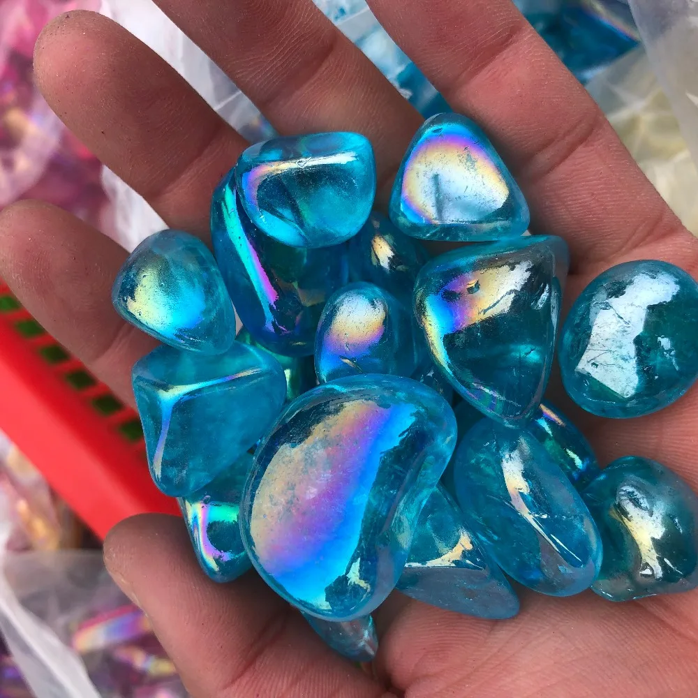 Color galvanized blue healing reiki polishing crystal attack