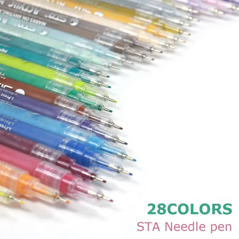 

STA 28 Colors Needle Pen ,Marker Pen,Tasteless Water-based Paint Pens, Graffiti Art Pen ,School student office supplies