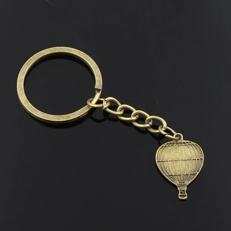 New Fashion Men 30mm Keychain DIY Metal Holder Chain Vintage Hot Air Balloon 24x16mm Silver Color Pendant Gift