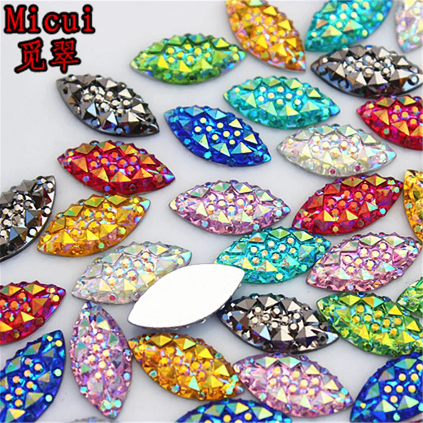 100pcs 7*15mm Marquise Crystal AB Resin Rhinestones Horse Eye Crystals Stones Applique Non Hotfix for DIY Garment Crafts MC192