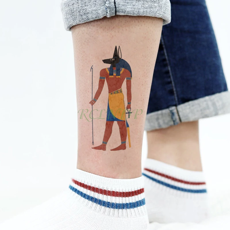 Waterproof Temporary Tattoo Sticker protector of Ancient Egypt Egyptian totem Anubis fake tatto flash tatoo for men women girl