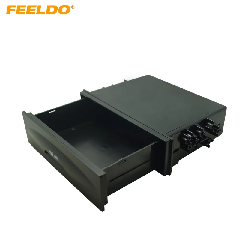 FEELDO 1DIN Size Car Stereo Dashboard Installation Mounting Refitting Trim Fascia Spacer Pocket Cassette Drawer Storage Box