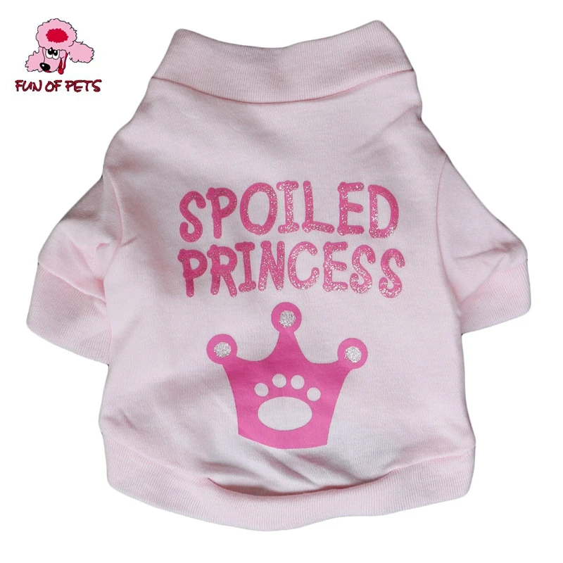  Pink Crown T-shirt For Dogs (xs,s, M, L) Lovely Spoiled Princess Dog Clothes For Pets