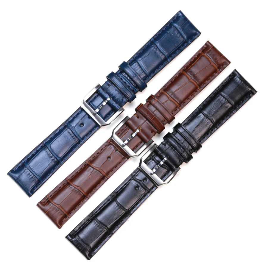 SAUPPO – montre en cuir de veau pour homme, accessoire adapté à IWC PORTOFINO, noir, marron, bleu marine, couche supérieure