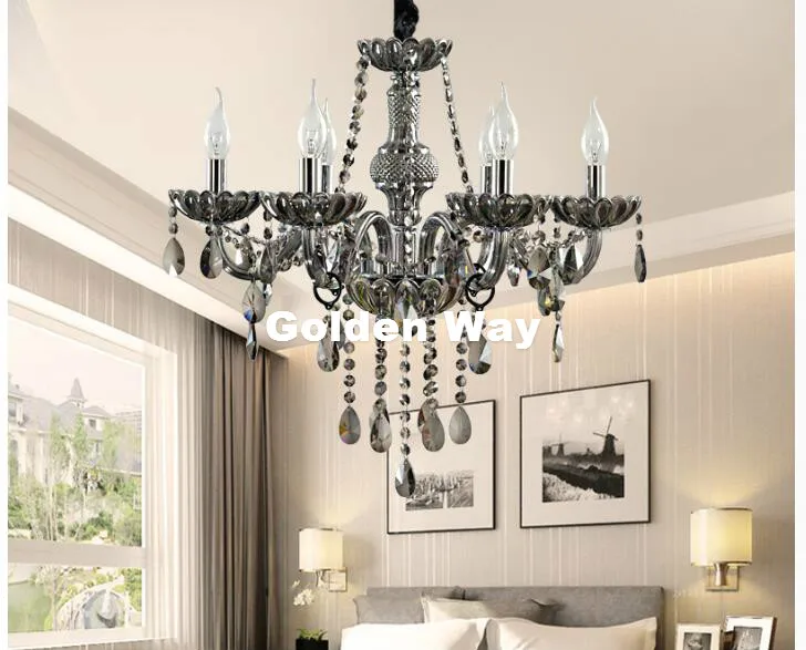 Modern Smokey Crystal Chandelier lighting Smoky Gray Crystal Chandeliers Large Chandelier Lighting Bedroom Living Room Lighting