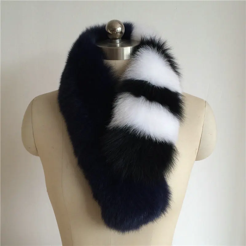 women's scarf Fashion real Fox Fur Collar Scarf Shawl Women's Wrap Stole Scarves Solid New Winter Scarf big Fox Fur Collar bule