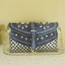 2017 fashion women bag denim casual lady shoulder bags designer handbags high quality weaving jean bags woman purses