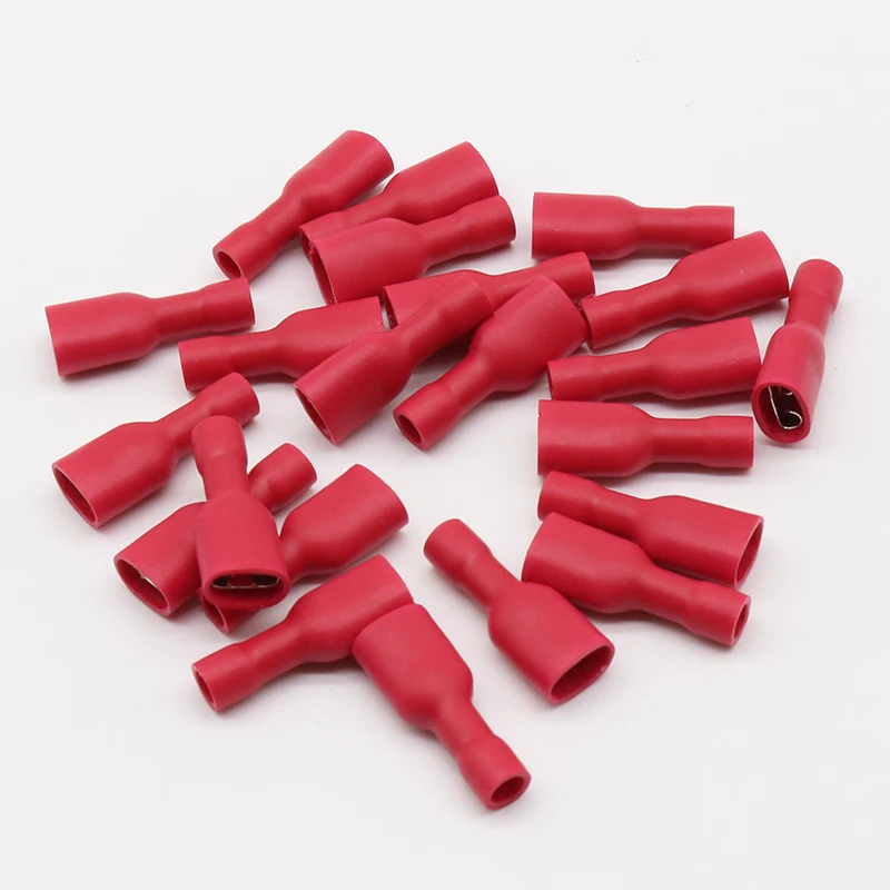 200pcs Fully Insulated Splice Wire Cable Connector 6.3mm Crimp Electrical Terminals 100 Red 100 Blue Kit Set