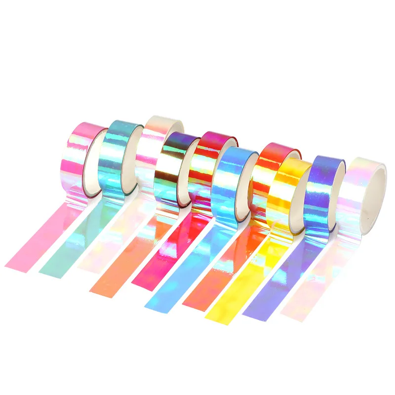 Juego de cintas de enmascarar Washi Tape, pegatinas láser para álbum de recortes, Cinta Adhesiva Decorativa, Washi Fita Adesiva Glitter, 10 Uds.