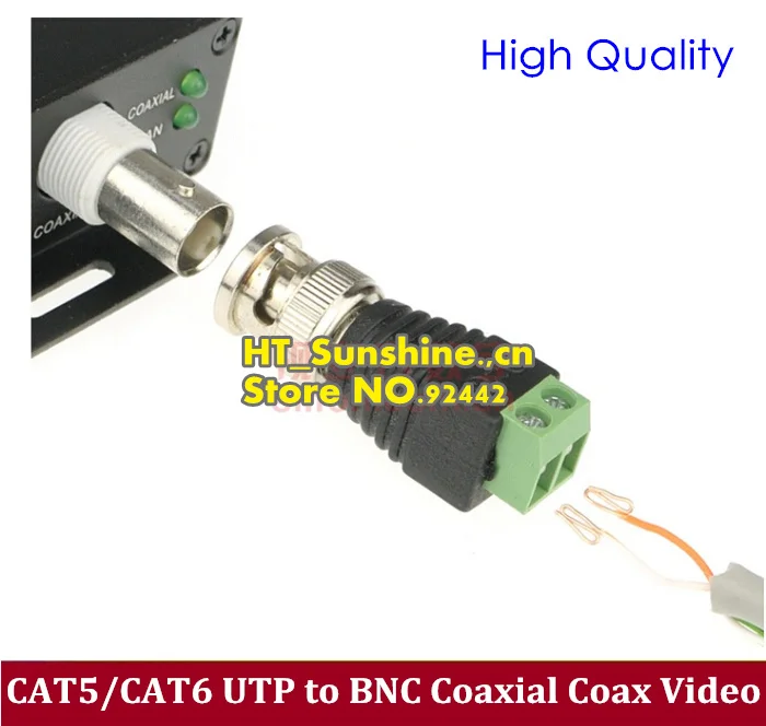 

50PCS/LOT Free Shipping CAT5/CAT6 UTP to BNC Coaxial Coax Video Balun bnc Connector Adapter for CCTV