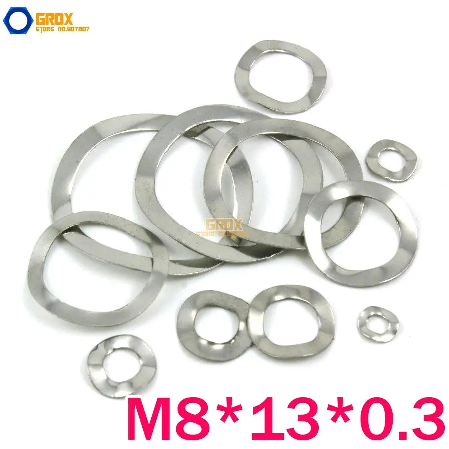 

100 Pieces M8*13*0.3mm Wave Washer Spring Washer 304 Stainless Steel