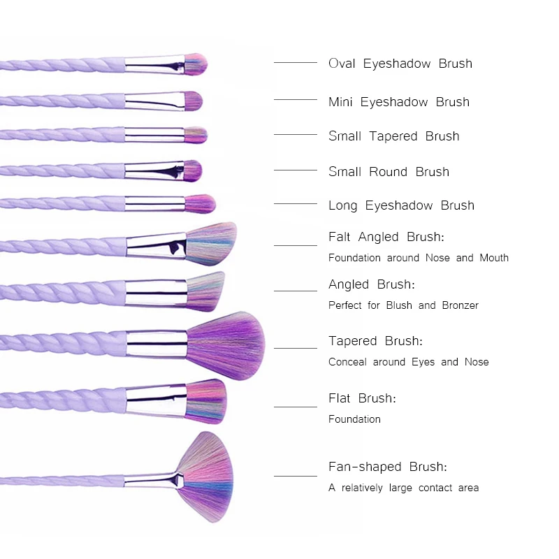 10pcs Unicorn Makeup Brush Set Bag Foundation Powder Eye Shadow Make Up Brushes Beauty Makeup Cosmetic Tools Pincel Maquiagem