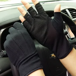 New Men's Summer Outdoor Sports Fitness Cycling Sunscreen Short Sun Gloves Thin Cotton Fashion Half Finger Driving Gloves L21