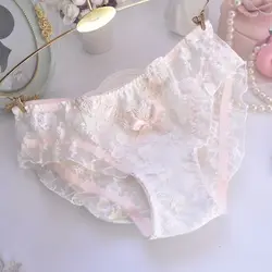 Sexy Transparent Lace Women Underwear Princess Embroidery Cute Lovely Style Panties Female Ruffle Hollow Lingerie Breifs LD773