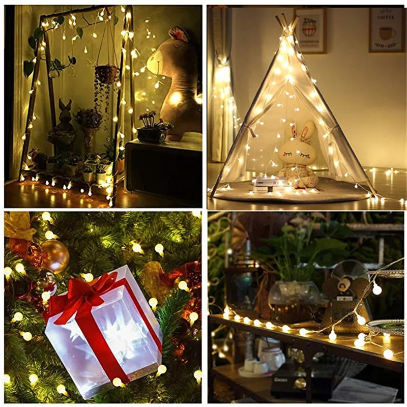New 3M 5M 10M Fairy Garland LED Ball String Lights Waterproof For Christmas Tree Wedding Home Indoor Decoration USB 5V Powered