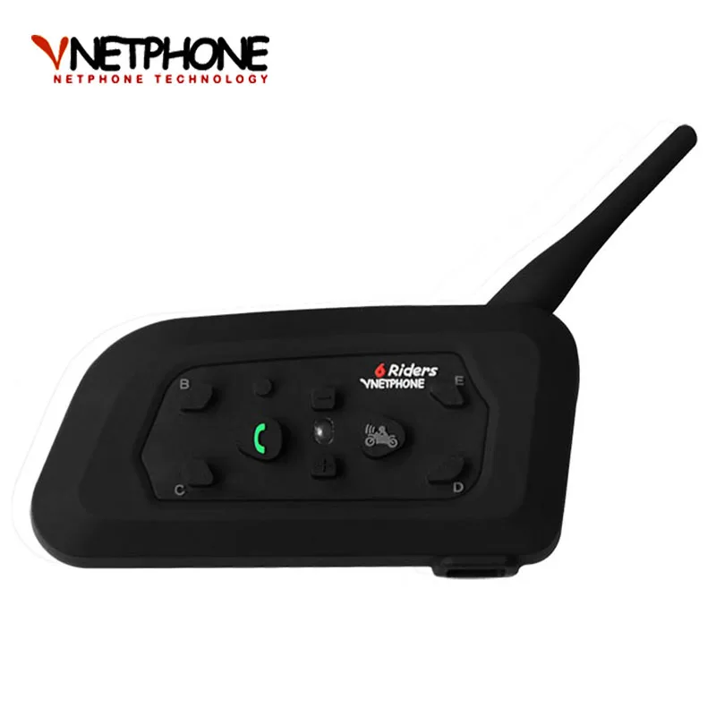 Vnetphone V6 Bluetooth Motorcycle Helmet Intercom Accessories Speaker 1200m 6 Riders Interphone Headset Support MP3 Music GPS