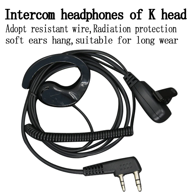 

Walkie Talkie Earpiece 2 pin Knob Ear-hang Headset Mic for Kenwood HYT Puxing Wouxun ect Portable Radio